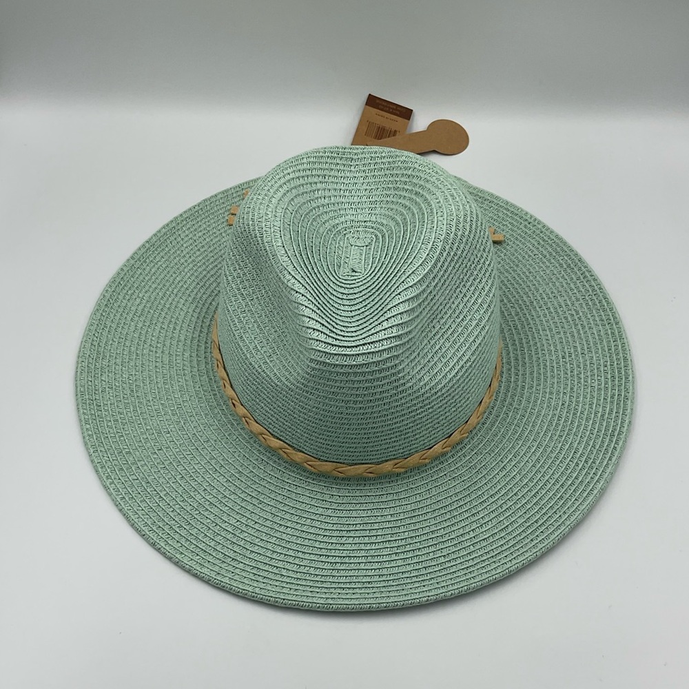 NWT C.C. Mint Green Straw Panama Hat with Braided Band - Picture 3 of 10